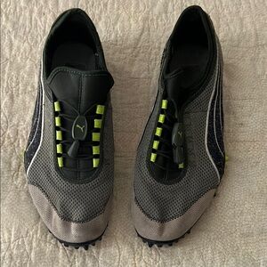 Puma Green and Tan Athletic Shoes with Mesh Upper